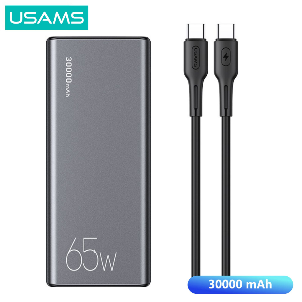 USAMS PB59 Powerbank 30000mAh Fast Charging PD 65W Dual QC3.0 + Kabel Data C to C 100W