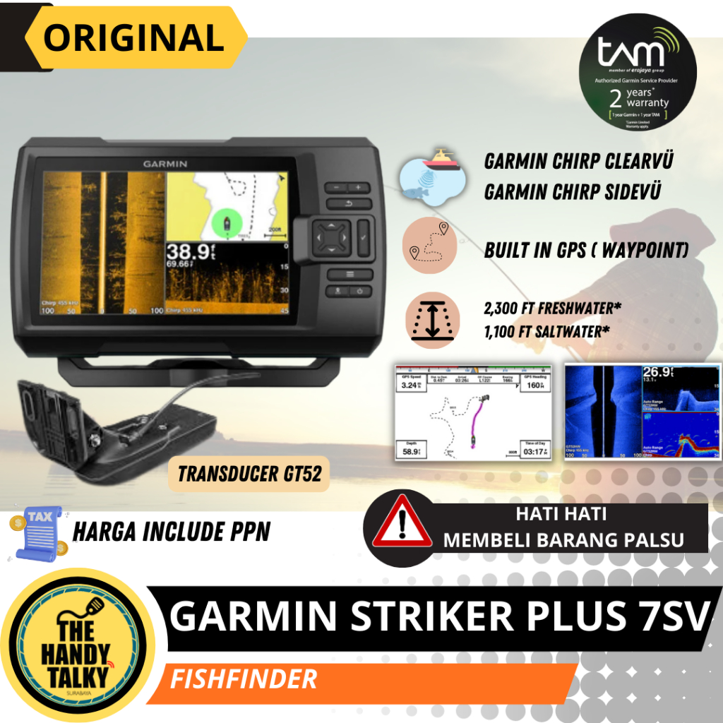 GARMIN STRIKER™ PLUS 7SV APAC WITH TRANSDUCER GT52HW-TM NEW ORIGINAL GARANSI RESMI TAM