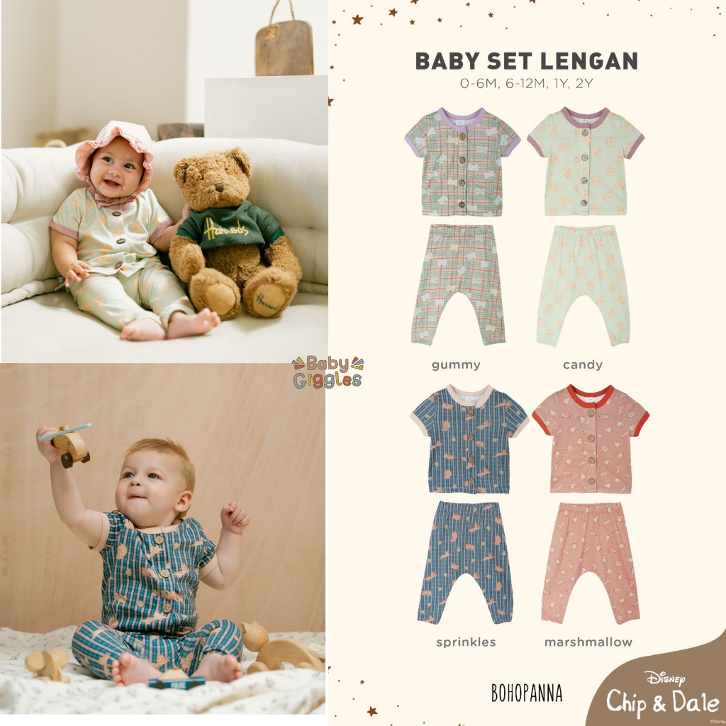 BOHOPANNA BABY SET LENGAN Chip'n Dale / Setelan Bayi Dan Anak Unisex