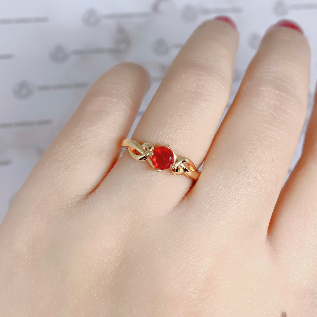 Xuping Gold Cincin Wanita Permata Satu Merah Delima *87