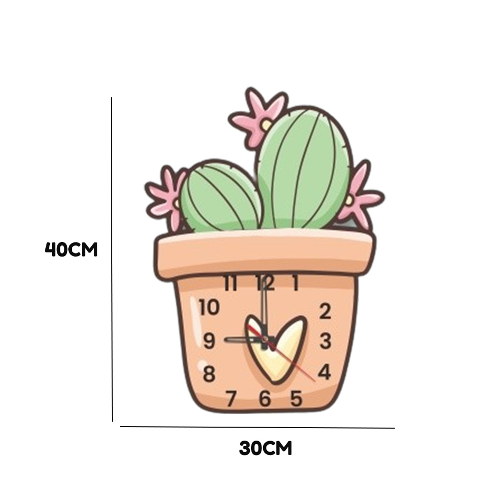 Jam Dinding Unik dan Lucu Motif Kaktus Untuk Hiasan Pajangan Dekorasi Rumah Kamar