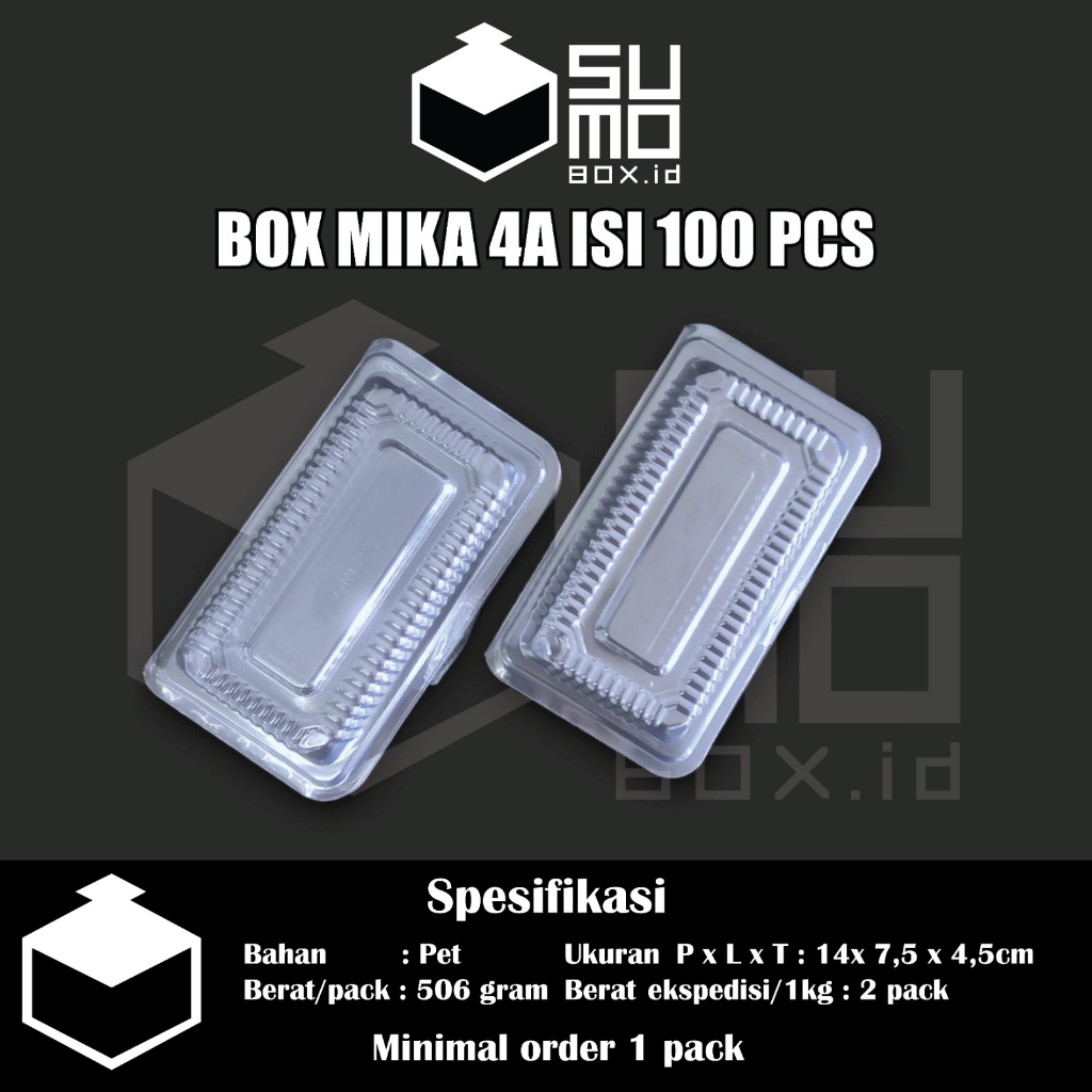 Plastik mika kue ukuran 4A isi 100pcs / mika kotak makanan / box mika kue bolu dan makanan