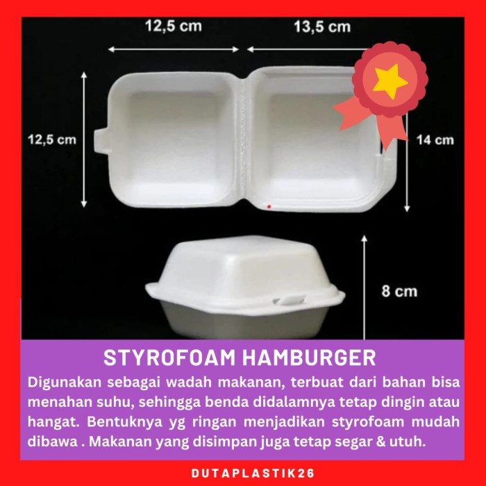 Styrofoam Hamberger Kotak Makan Gabus