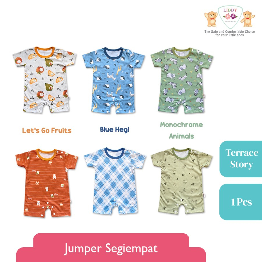 (ECER) Libby ROMPER SEGIEMPAT Bayi / Baju Kodok Jumper Bodysuit Segiempat