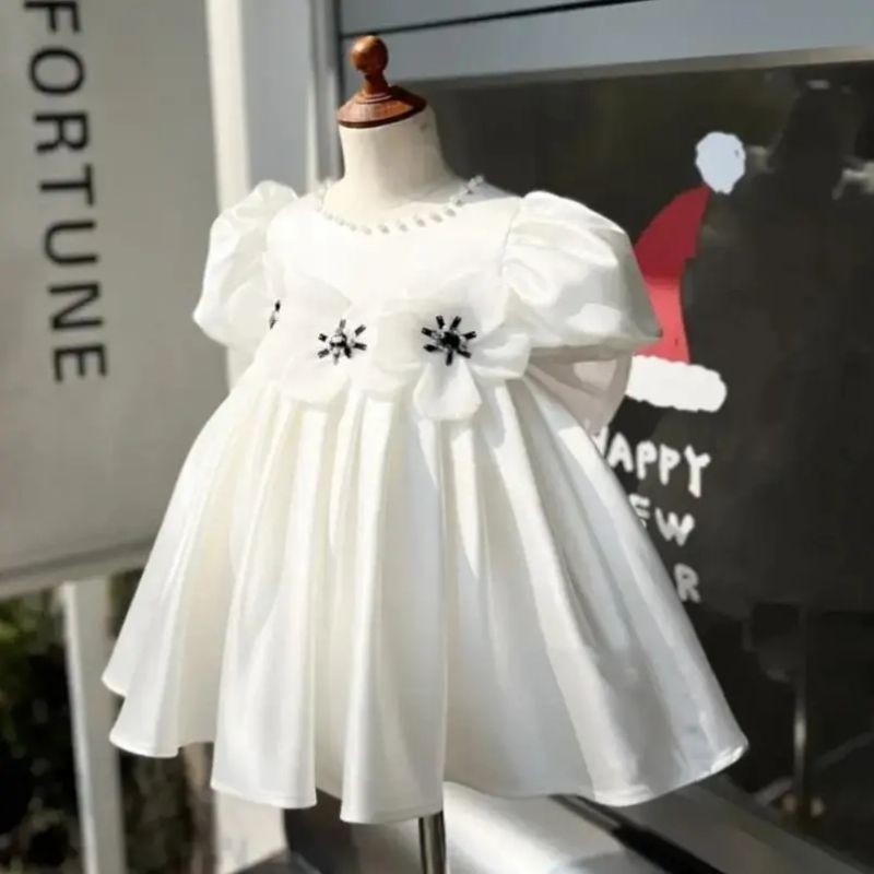 DRESS BAPTIS PUTIH TULANG GAUN BROKEN WHITE PESTA GEREJA ANAK PEREMPUQN BABY NEWBORN
