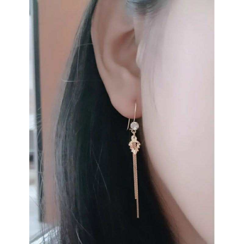 anting kait rumbay+daun ukir/perak asli silver 925 lapis emas/perhiasan fashion wanita terbaru
