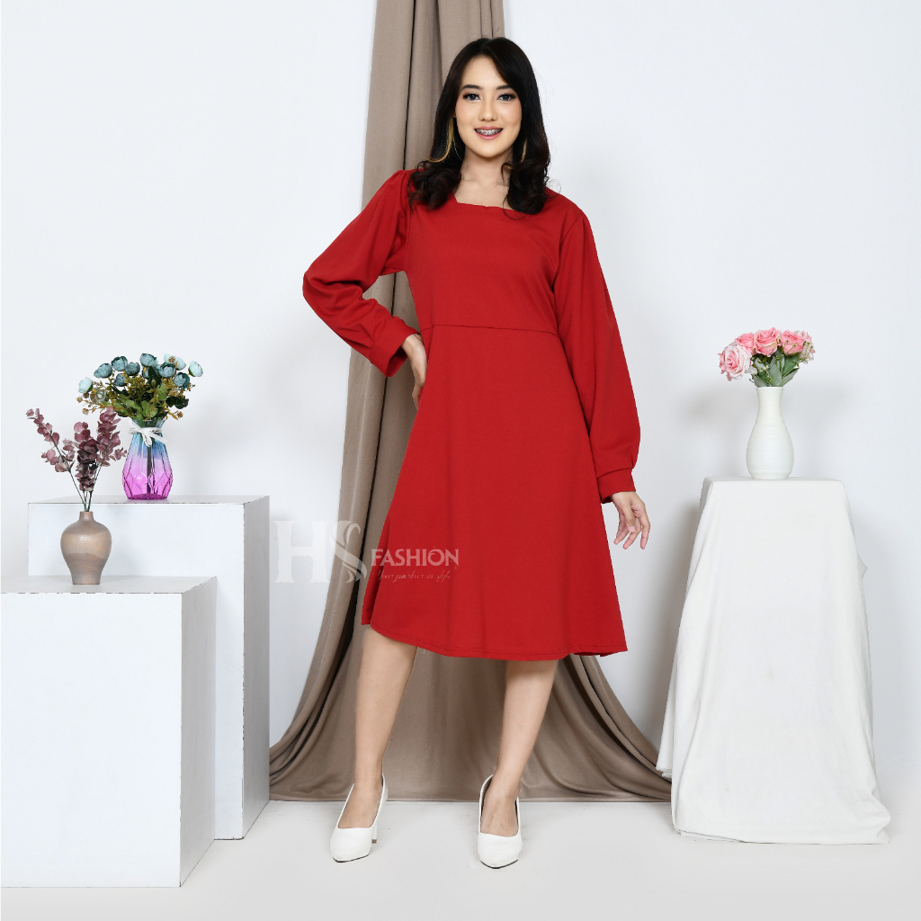 HS - DRESS MARION / DRESS SIMPLE MIDI / KOREAN STYLE