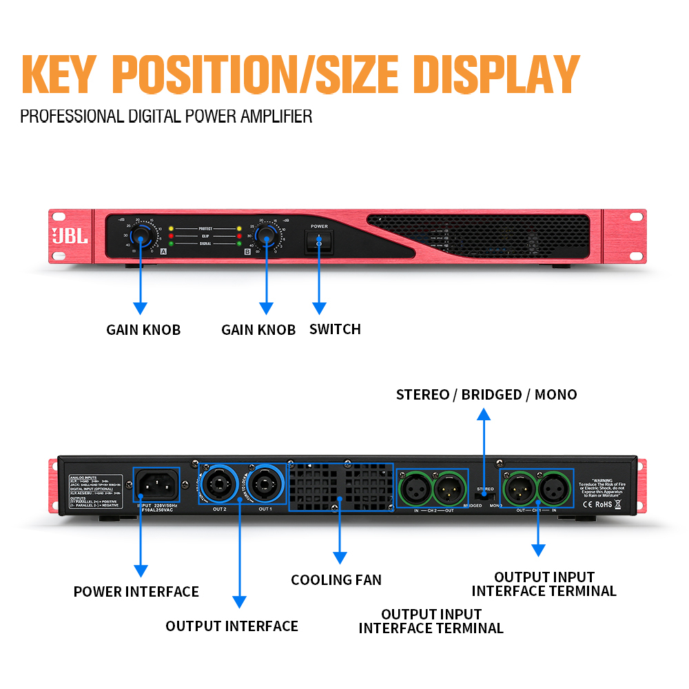 XM-200 Penguat Audio Profesional 550W * 2 Penguat Audio Pasca-Amp Digital Murni Murni Rumah Kecil Mini 1U Slim Amplifier yang Dapat Dijembatani Kelas D