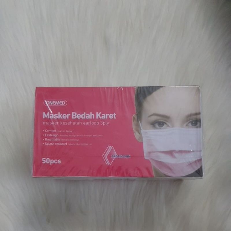 MASKER ONEMED KARET MEDIS ISI 50PCS HIJAU / BIRU / ABU ABU