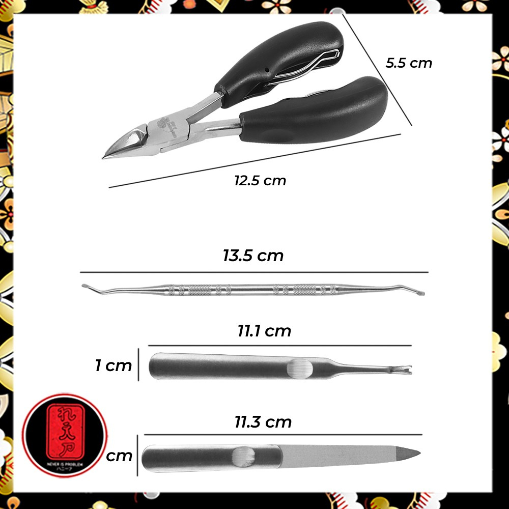 KNIFEZER Gunting Kuku 4 in 1 Nail Clippers Manicure Set - J-795 - Black