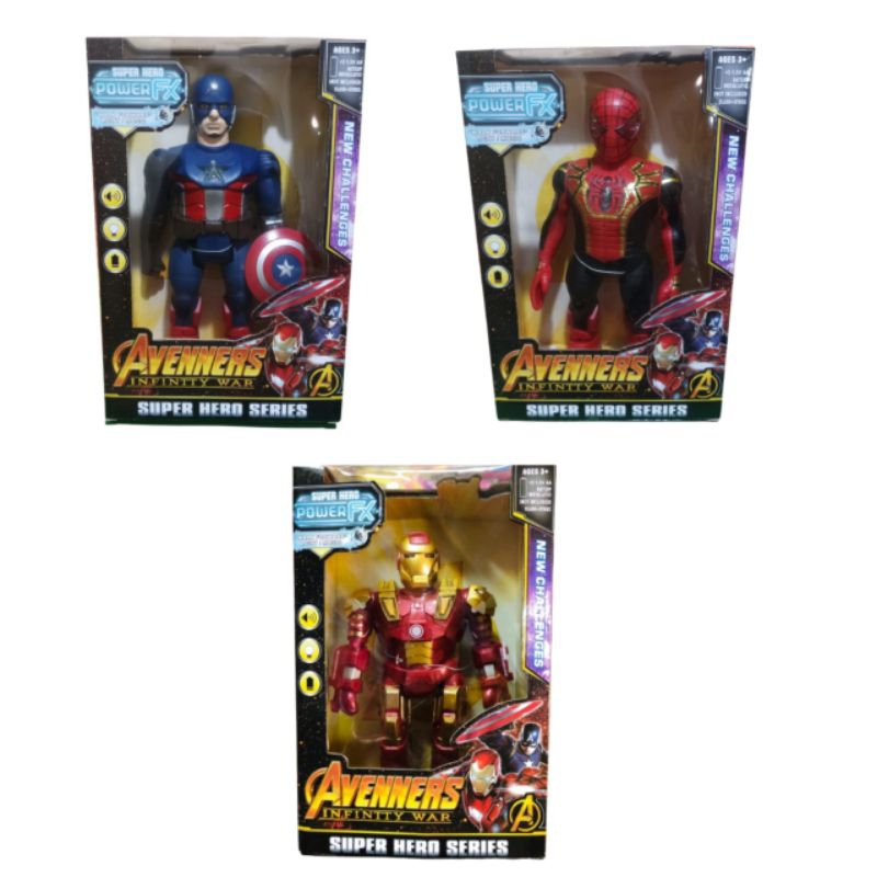 MAINAN ROBOT IRON MAN ,SPIDERMAN &amp; CAPTAIN AMERICA AVENGERS BISA GERAK EJ 810