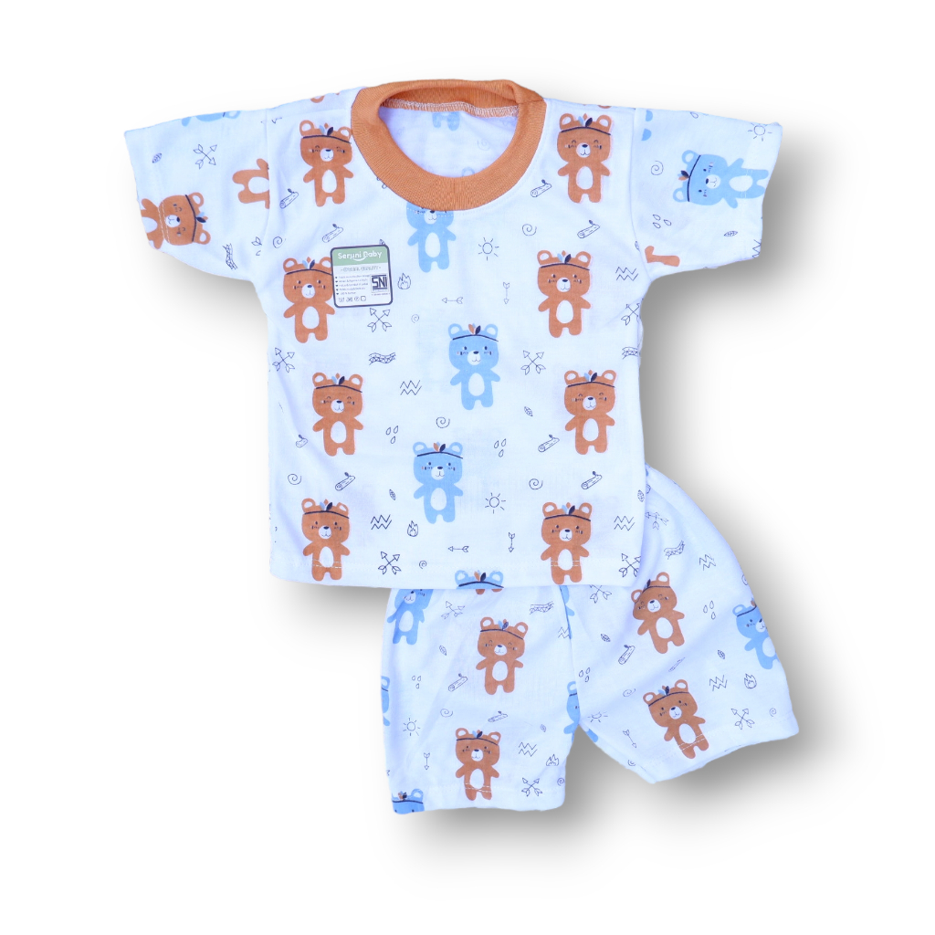 Isi 3 Set Setelan Baju Bayi Seruni Baby SNI Mix Motif 0-12 Bulan