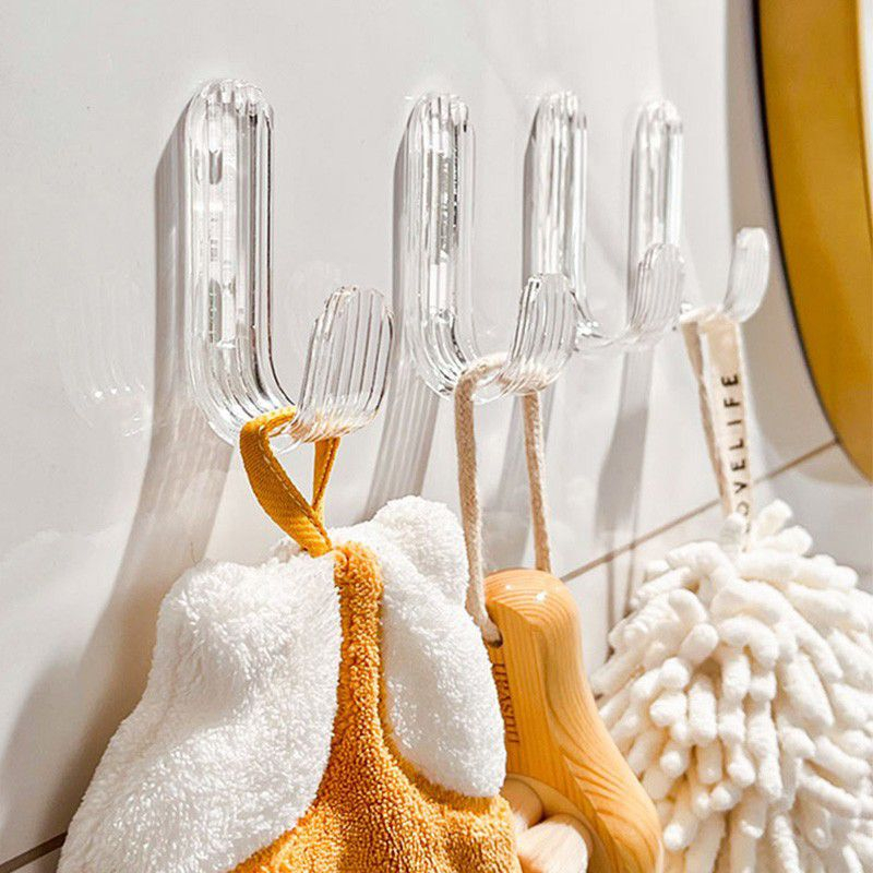 GPO Kait Tempel Dinding J Type Akrilik Kait Serbaguna Gantungan Baju