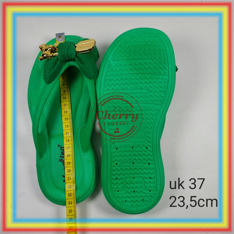 0309-3 Sandal Jepit Wanita Karet Fuji Verotino Sendal Cewek Motif Pita Gemoy Lucu Empuk Glanzton