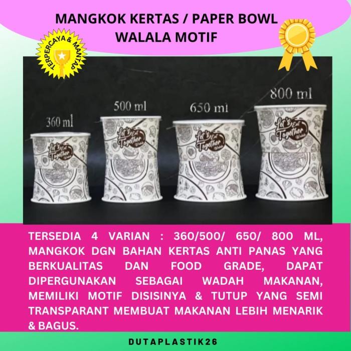 Paper Bowl  Motif Merk Walala & Merk Nest Motif Sticker Mangkok Rice Bowl tahan panas tahan dingin (