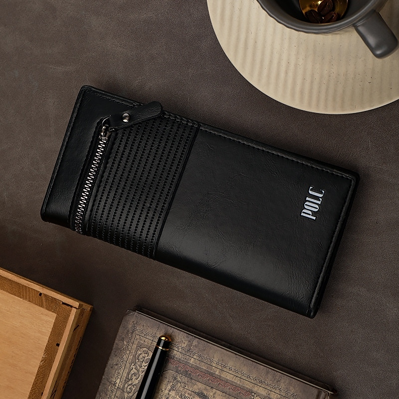 DOMPET LIPAT PRIA PANJANG ORIGINAL IMPORT COWOK KEREN KULIT PREMIUM SIMPLE HITAM DISTRO BRANDED SLOT KARTU UANG KOIN RESLETING LAKI REMAJA KEKINIAN DEWASA BATAM MARINO WA685B5