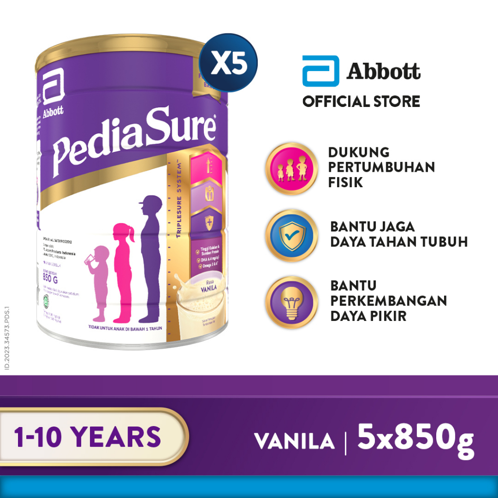 PediaSure Vanila 850 g (1-10th) - Nutrisi Pertumbuhan - 5 pcs ABBOTT OFFICIAL STORE