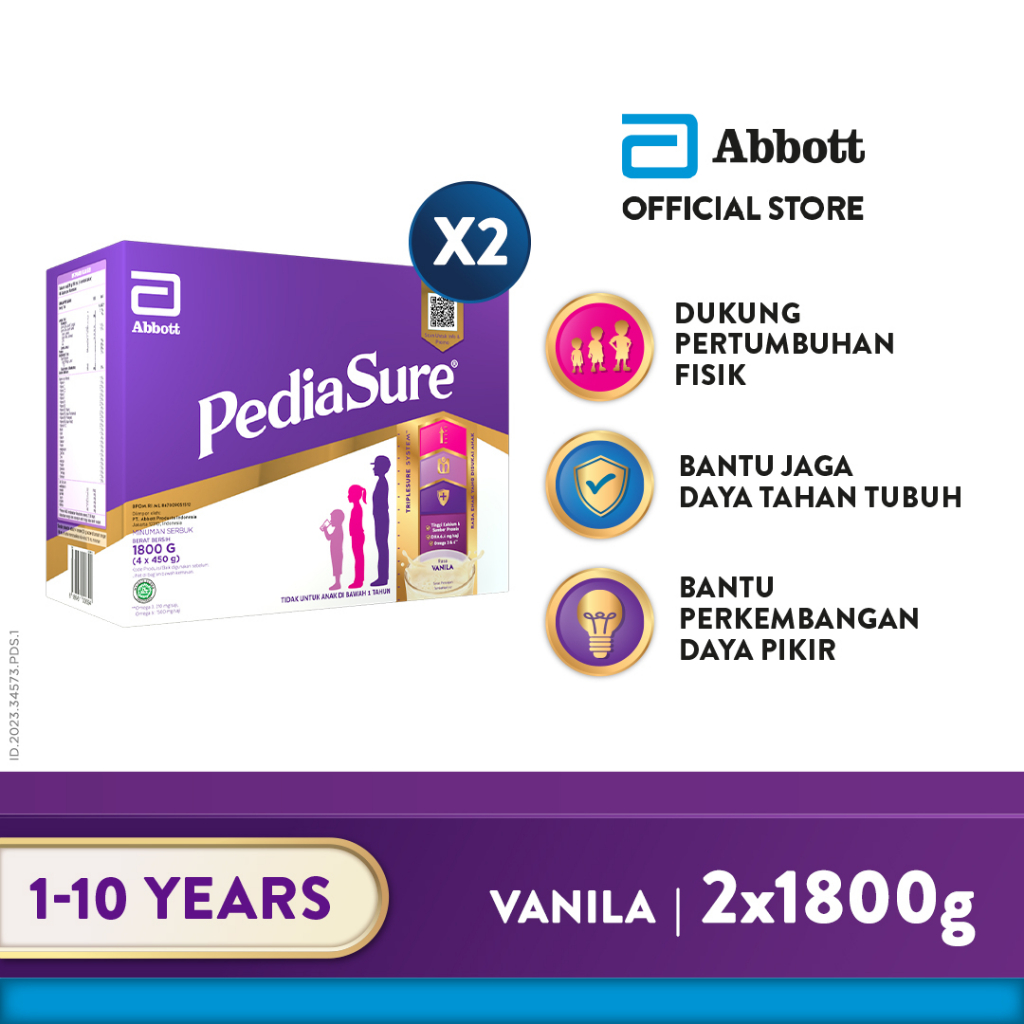 PediaSure Vanila 1800 g (1-10th) - Nutrisi Pertumbuhan - 2 pcs ABBOTT OFFICIAL STORE