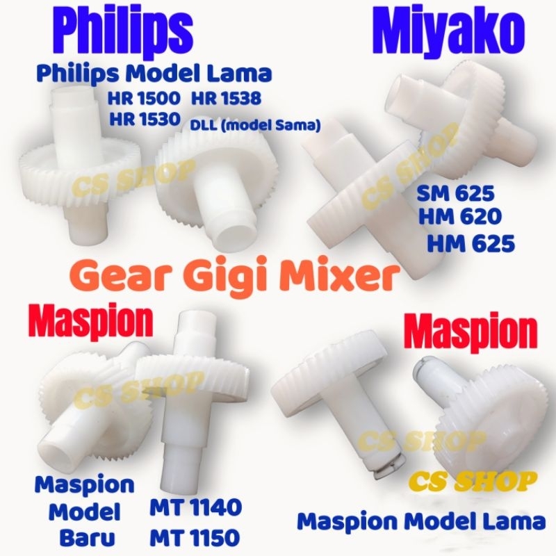 GEAR GIGI MIXER ORIGINAL 1 SET PHILIPS DAN LAINNYA SEMUA MEREK/GEAR MIXER MEREK LENGKAP SEPASANG 2PCS