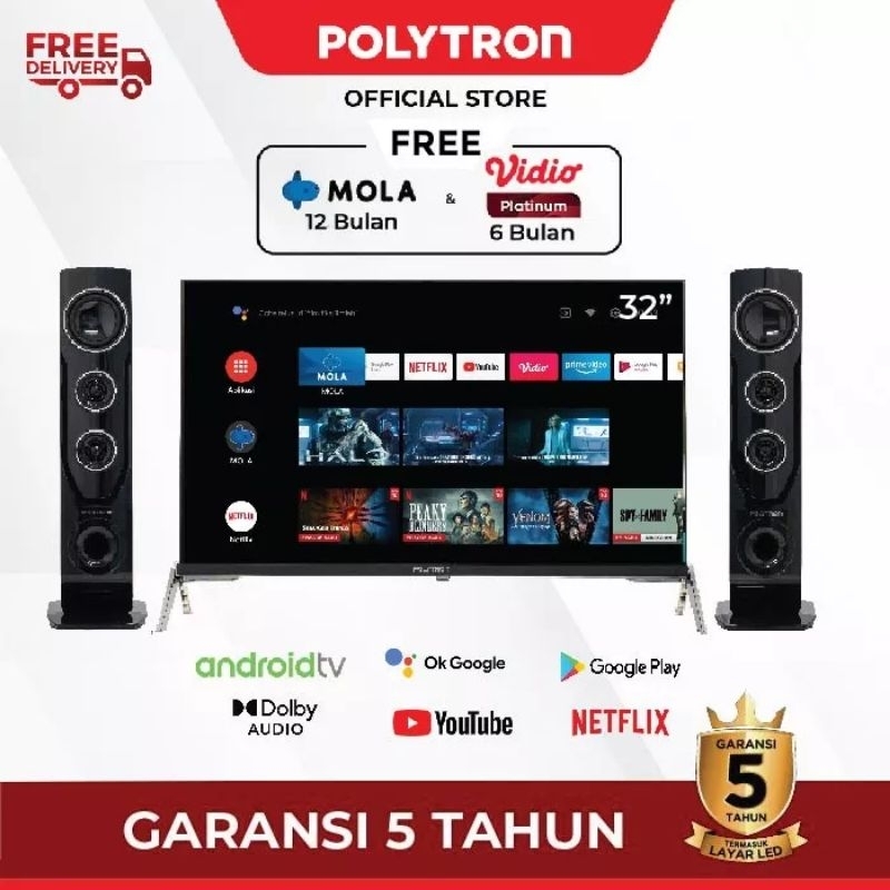 TV LED POLYTRON SMART TV ANDROID 32 INCH 32 TAG 9855