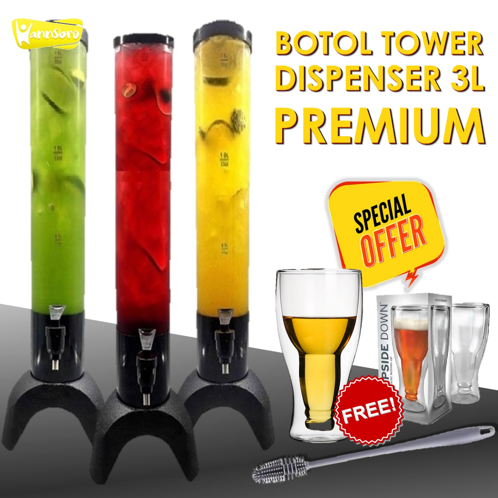 ✅BERGARANSI✅ Botol Tower 3 Liter Berkualitas Premium Garansi 1 Bulan Botol Tower Kafe Bar Resto Pub 