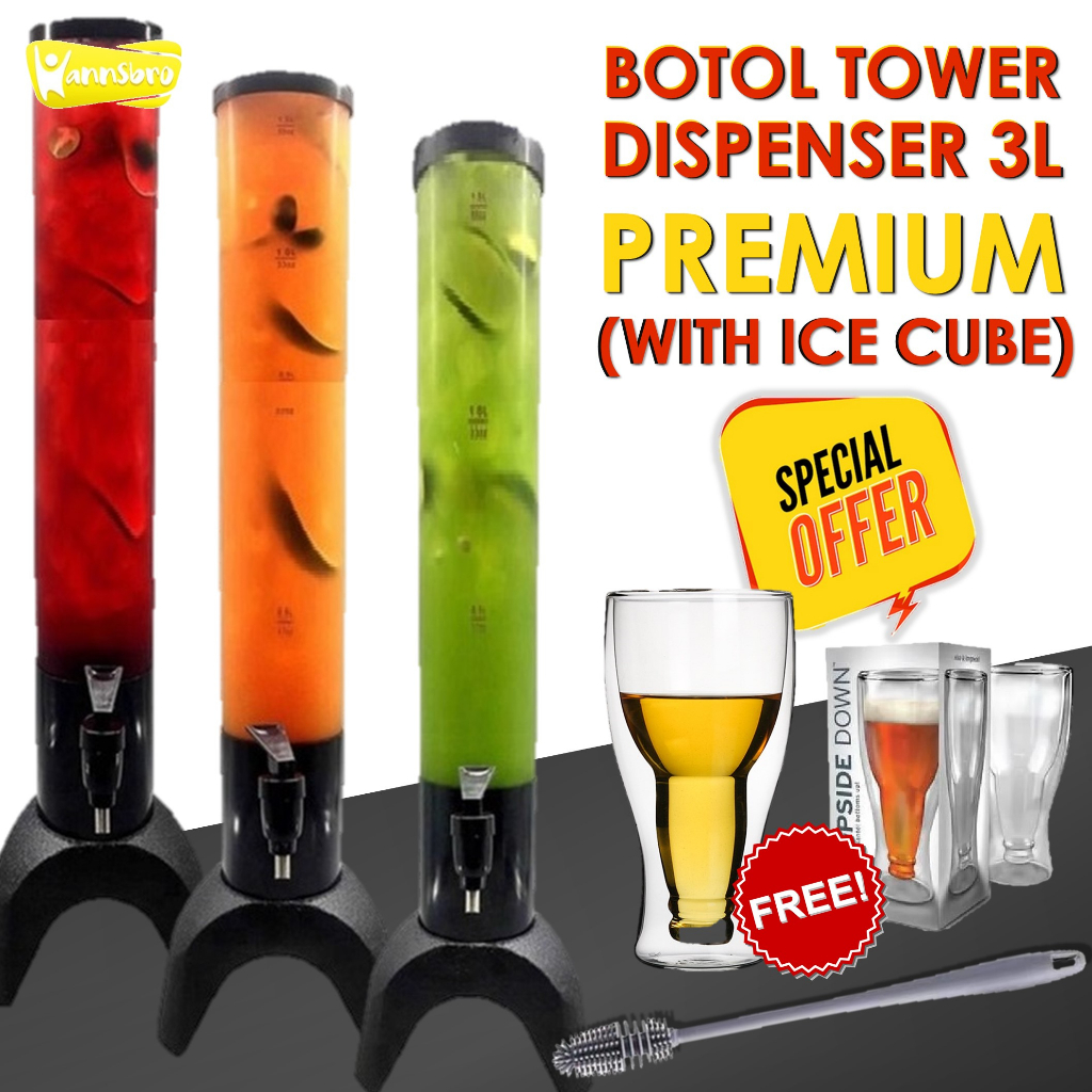 ✅BERGARANSI✅ 3L Botol Tower Ice Cube Beer Tower Dispenser With LED Light Garansi 1 Bulan / Botol Tow