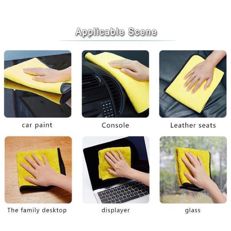 (SUN) KAIN MICROFIBER 30X30 CM SERBAGUNA / KAIN LAP MOBIL MOTOR 2 SISI 30 X 30 KUNING MULTIFUNGSI