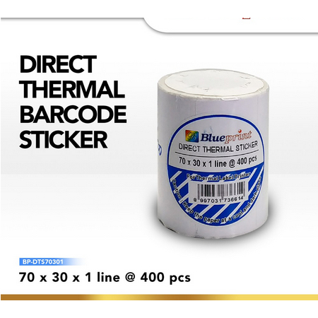 

Direct Thermal Sticker , Kertas Label Stiker BLUEPRINT 70 x 30 , 70x30 mm 1 Line Isi 400 - 1 Roll