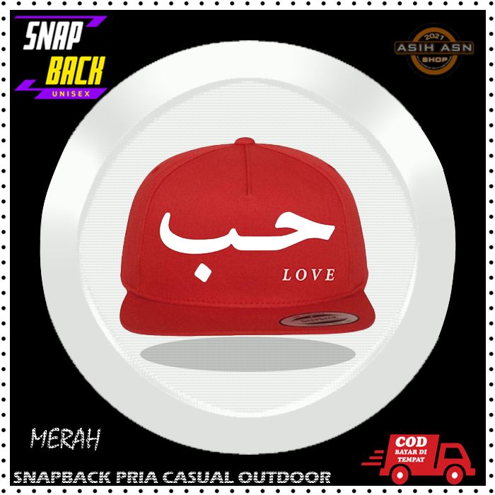 [COD] TOPI HIP HOP / SNAPBACK CAPS UNISEX DISTRO LOVE RED TEXT ARAB PUTIH PREMIUM / NEW STYLE AKSESO
