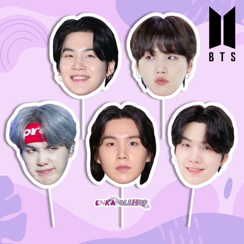 FAN FACE/KIPAS MUKA BTS : SUGA handfan, kipas kpop, kipas karakter, kipas wajah, topeng pesta