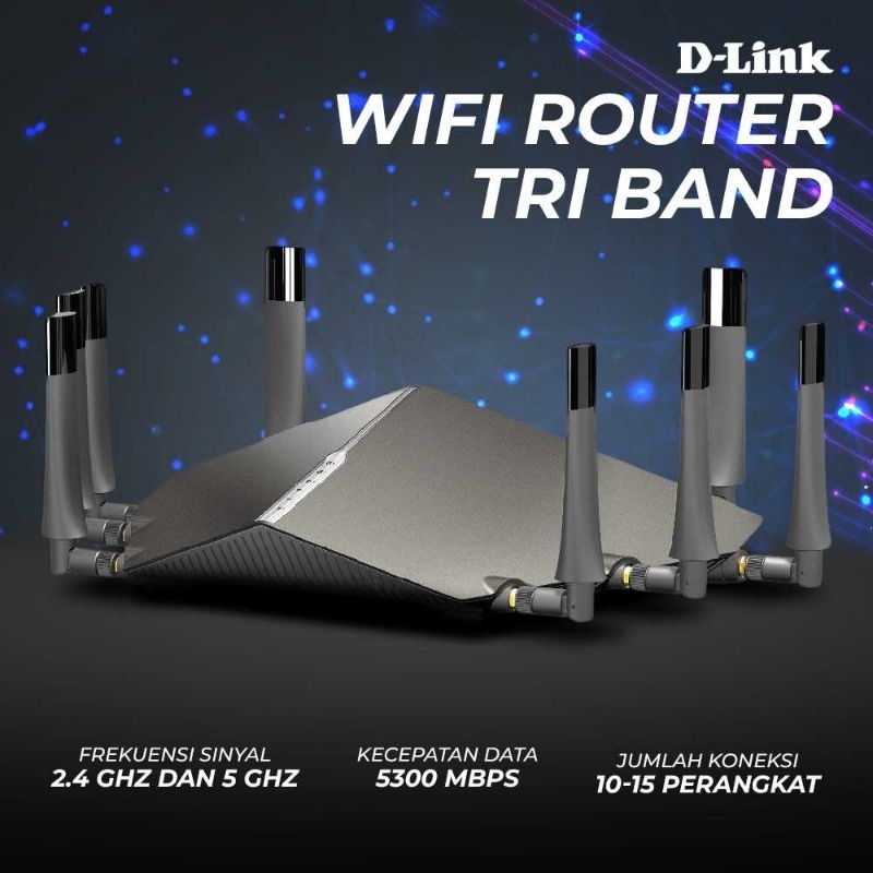 D-Link AC5300 Ultra WiFi Router Tri Band MU-MIMO 2.4/5.0GHz 8 Antena - DIR-895L