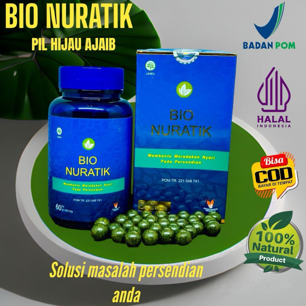 BIO NURATIK PIL OBAT HERBAL ALAMI AMPUH UNTUK MENGOBATI BERBAGAI JENIS KELUHAN PERSENDIAN SEPERTI PEGAL LINU, ASAM URAT, DAN REMATIK, NYERI SENDI, KESEMUTAN, DLL, JTV