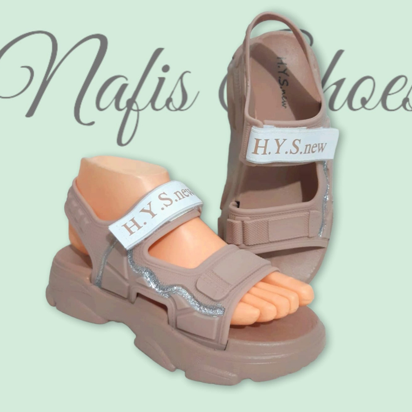 Sandal Wanita Terbaru /Sendal Selop Tali Wedges Jelly HYS NEW 2201-7/Sendal Karet  Kekinian