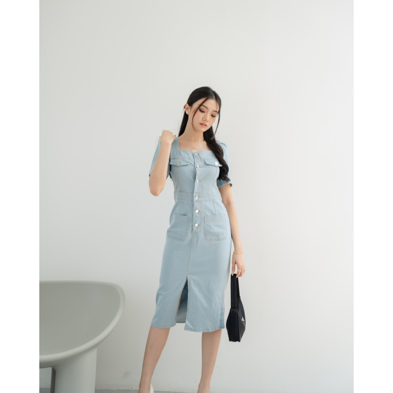 [ Keyclothingline ] Elise Denim Dress / Dress Jeans Midi