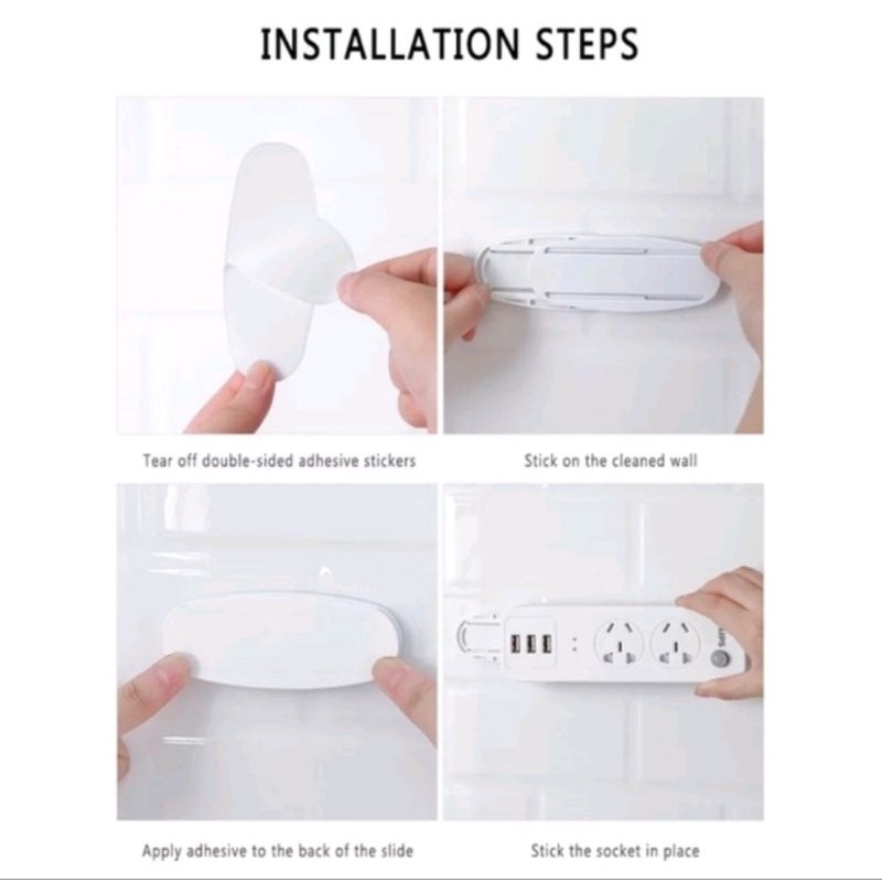 PLUG AND SOCKET HOLDER STOP KONTAK ALAT KAIT GANTUNGAN MULTIFUNGSI ALAT PEREKAT PAPAN STEKER