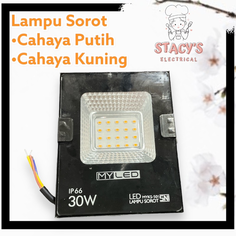 Flood Light MYLED / Lampu Sorot MYLED Cahaya Putih dan Cahaya Kuning 10W 20W 30W 50W