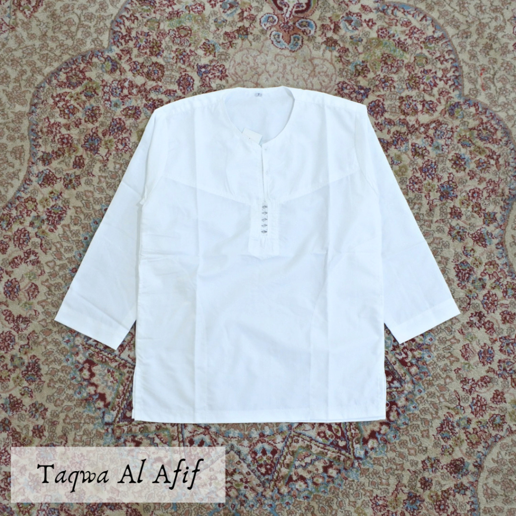 Taqwa Al Afif baju koko pria dewasa lengan panjang warna putih