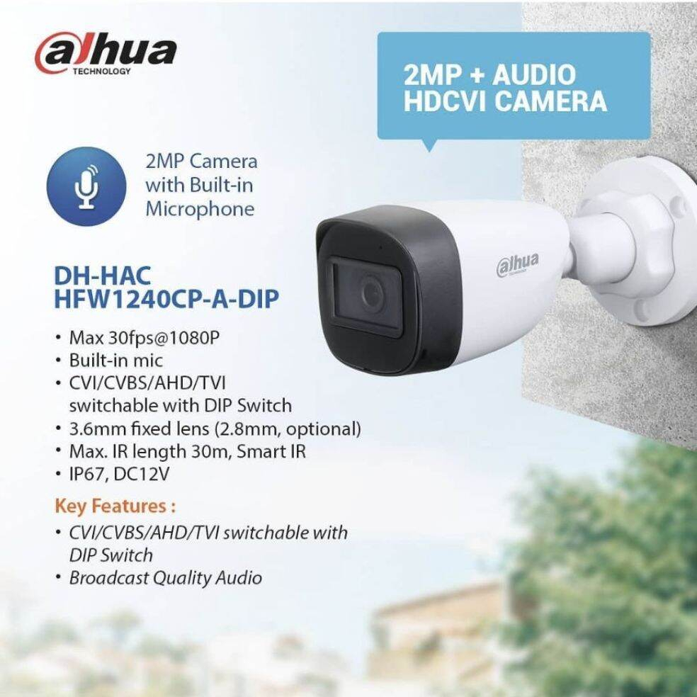 CCTV Dahua AUDIO Outdoor DH HAC HFW1240CP A DIP dahua built in microphone