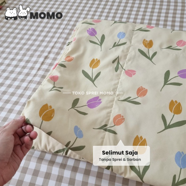 Limited Bedcover Single Unik Ekonomi Edition MOMO - Bunga 115x210 Lite Motif Tulip