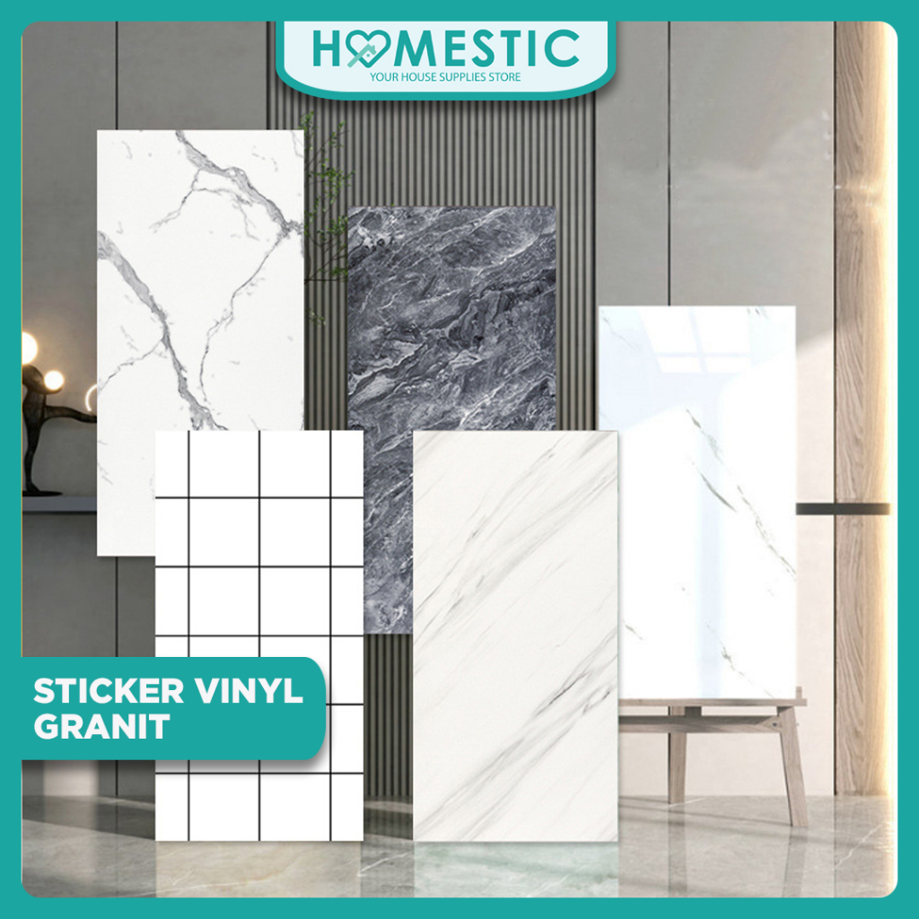 Wallpaper dinding VINYL Marble 30 x 60 cm /  Lantai Vinyl Marbel Granit / Stiker Lemari Cabinet Marbel