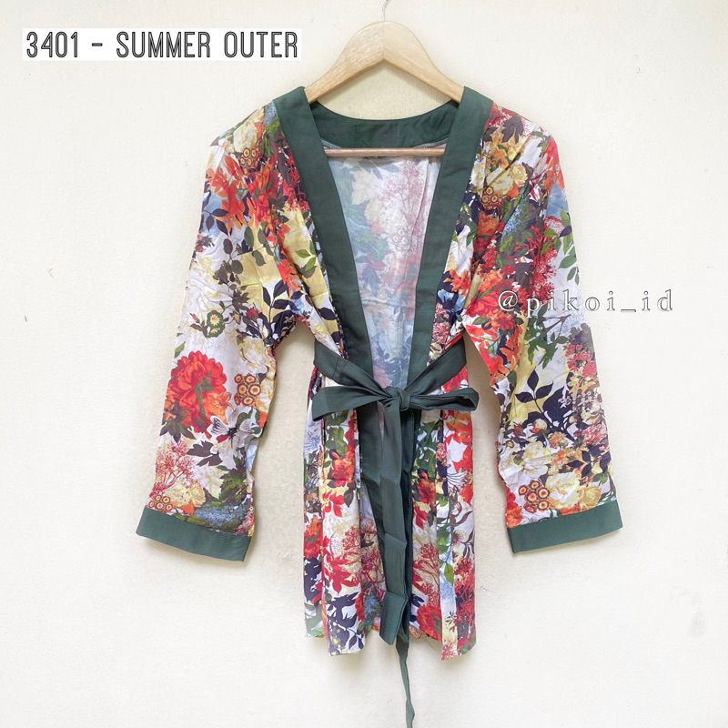 Cardigan pantai wanita lengan panjang / Long outer kimono summer / cardigan panjang katun rayon 3401