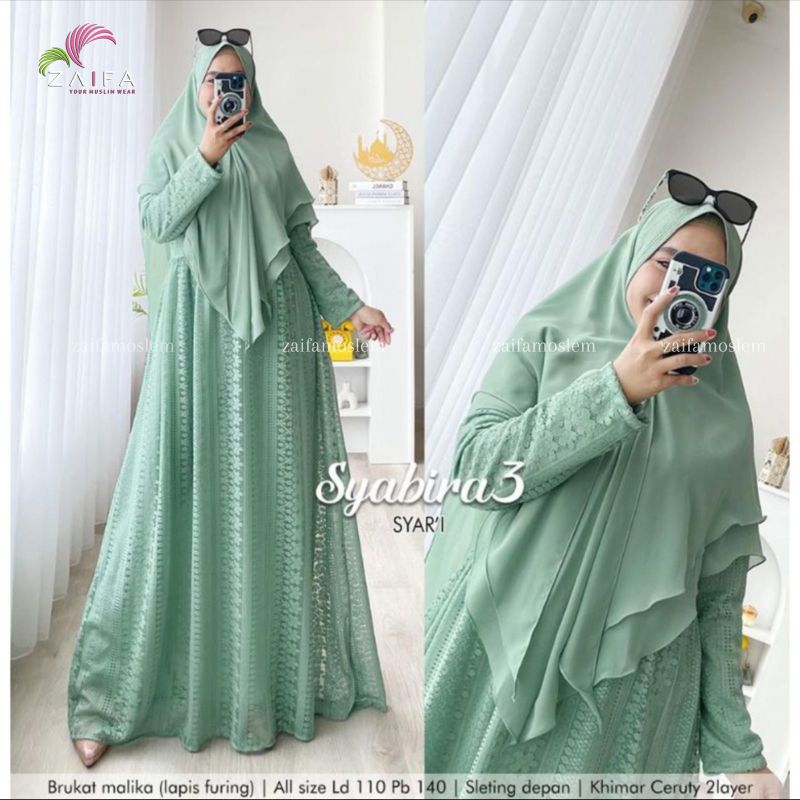SYABIRA SYARI/GAMIS SYARI JUMBO LD 110 PESTA PARTY DRESS PREMIUM BROKAT BRUKAT MALIKA MUSLIM MODERN 