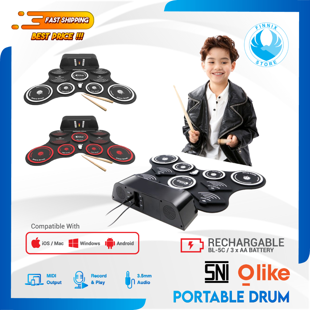Olike Portable Drum Elektrik - Garansi Resmi -  Electronic Drum