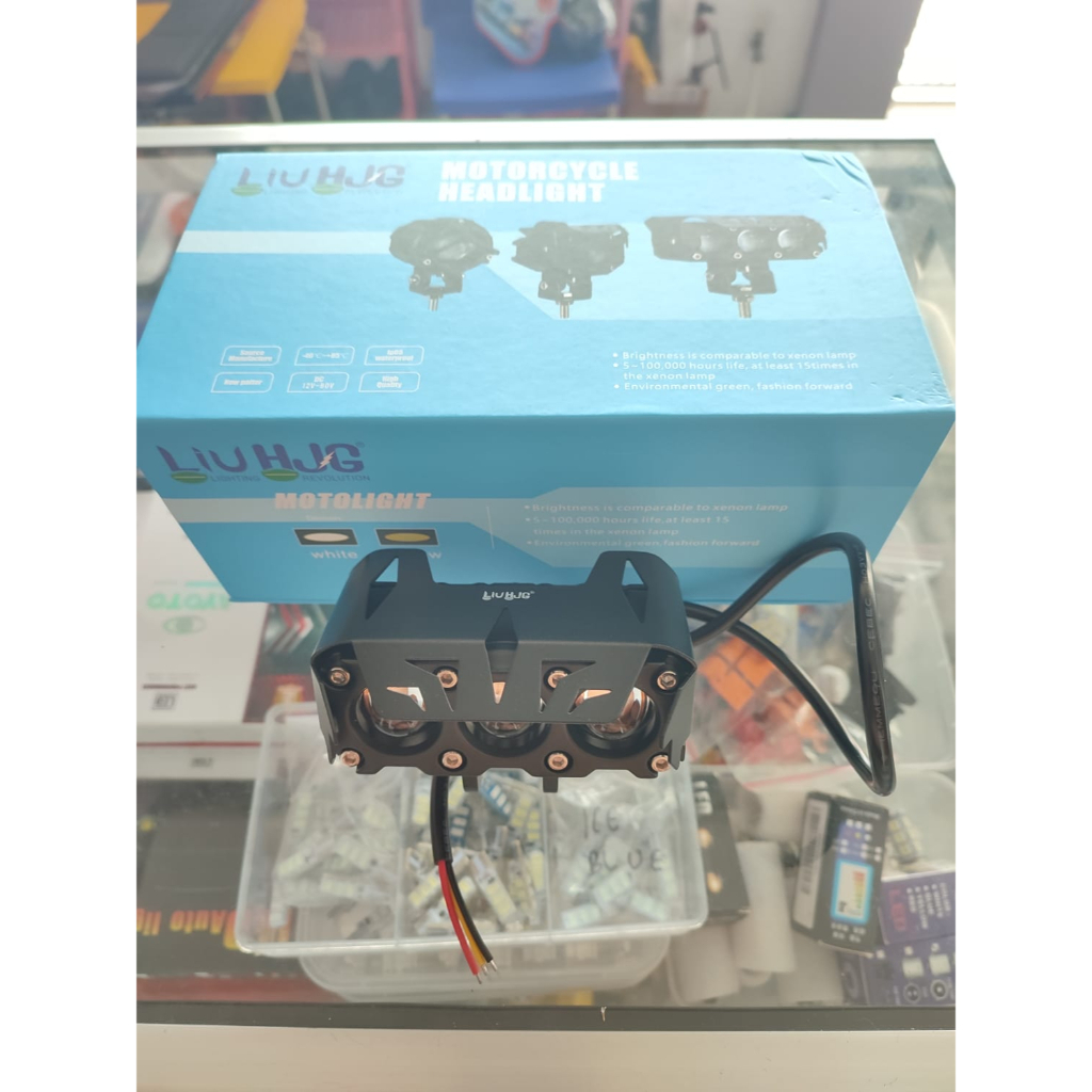 LAMPU TEMBAK LED HJG 3 MATA PUTIH KUNING