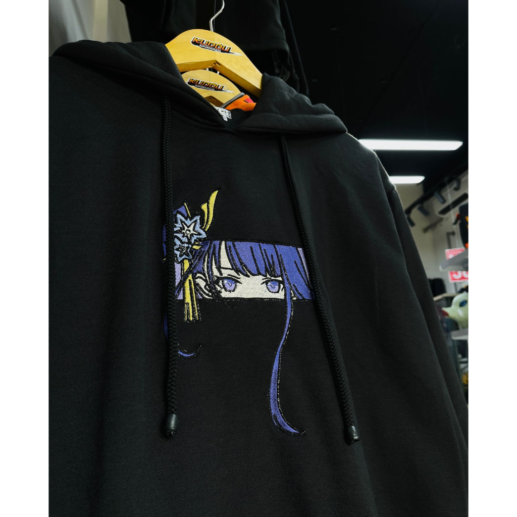 Hoodie Embroidery Raiden Shogun Black Anime Gaming Premium Unisex