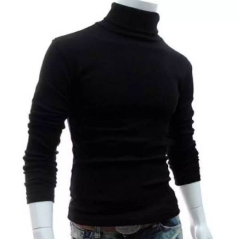 Eksklusif Kaos Pria Lengan Panjang Turtleneck Long sleeve Turtle neck Korea Style Leher Tinggi Tebal