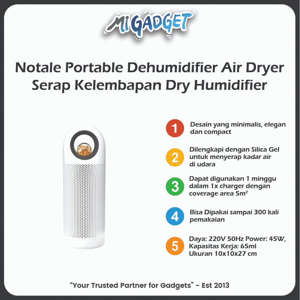 Notale Portable Dehumidifier Air Dryer Serap Kelembapan Dry Humidifier