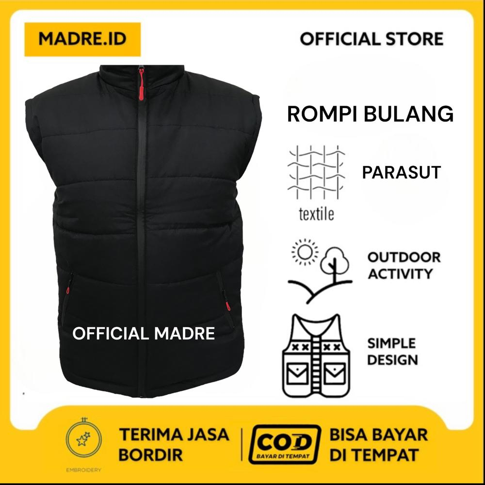 Jaket rompi parasut tebal murah ada saku dalam