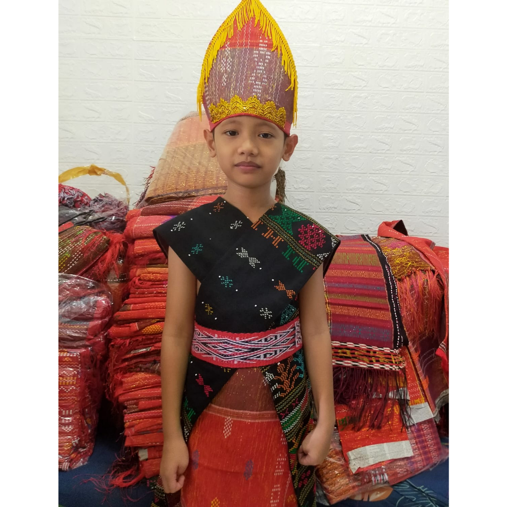 FREE ONGKIR BAJU ADAT BATAK PRIA SELENDANG ULOS / ULOS SADUM / TOPI /IKAT PINGGANG / PAKETAN ANAK