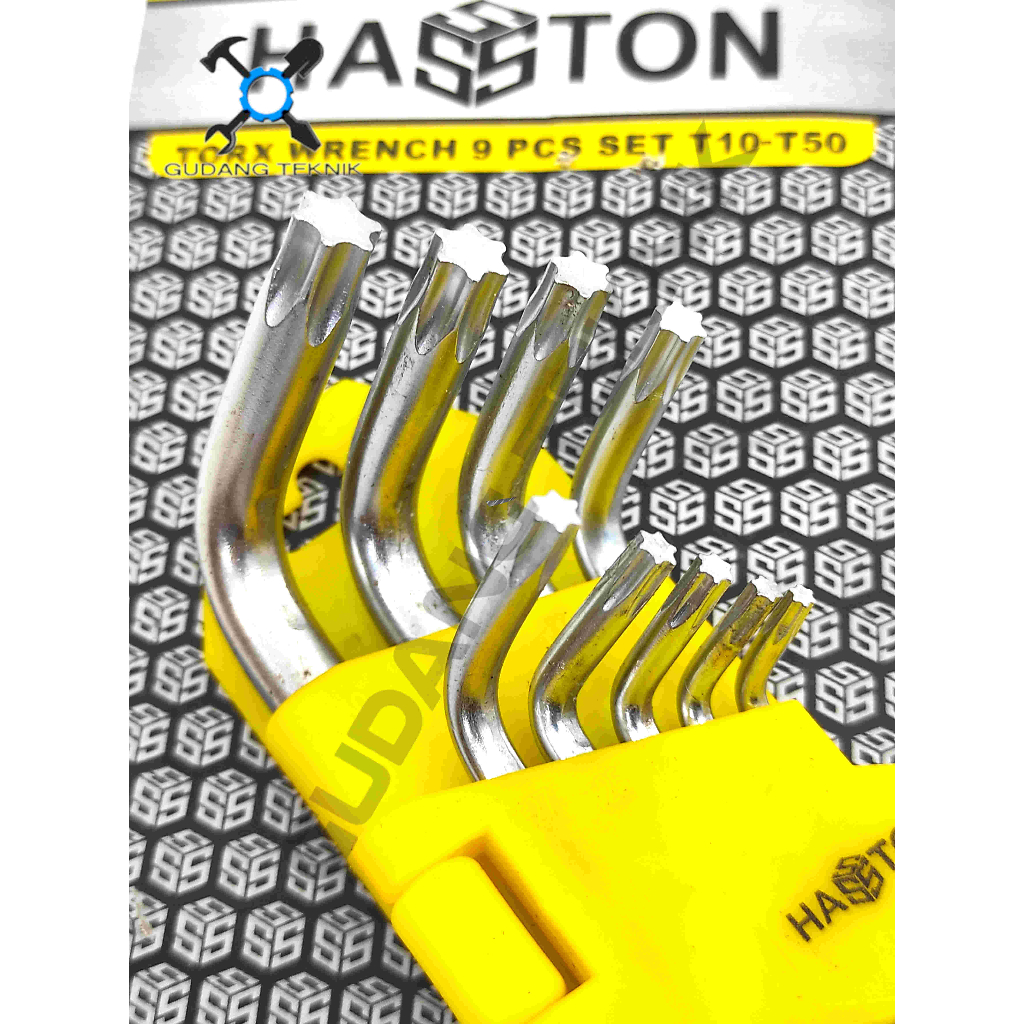 Kunci L Bintang PENDEK Set 9pcs 13cm 1866-900 HASSTON PROHEX / Kunci L Set Bintang 9 pcs  1866 900 HASSTON